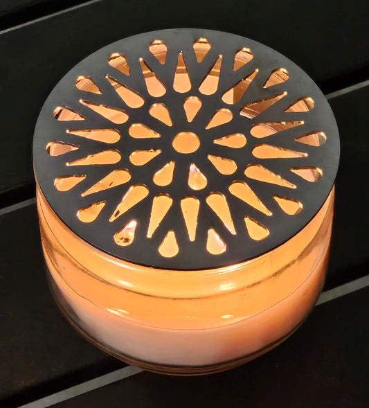 Glowburst Candle Topper – Sunburst Metal Candle Lid for Even Burn & Decorative Jar Candle Cover