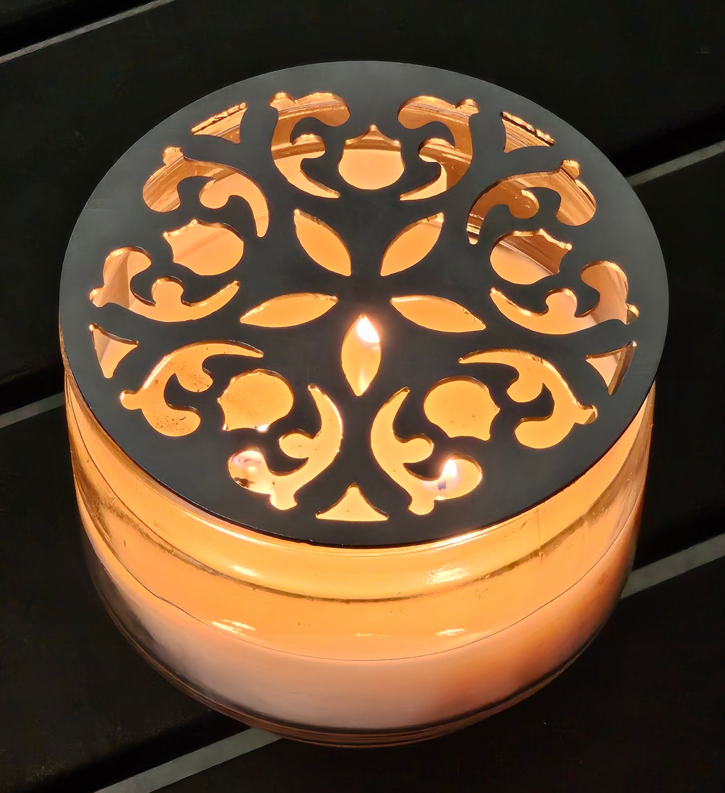 Starlace Candle Topper | Elegant Metal Candle Lid for Jar Candles | Decorative Filigree Candle Cover