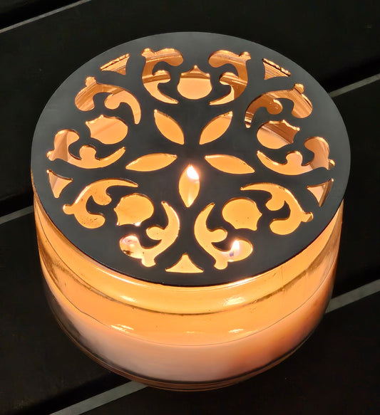 Starlace Candle Topper | Elegant Metal Candle Lid for Jar Candles | Decorative Filigree Candle Cover