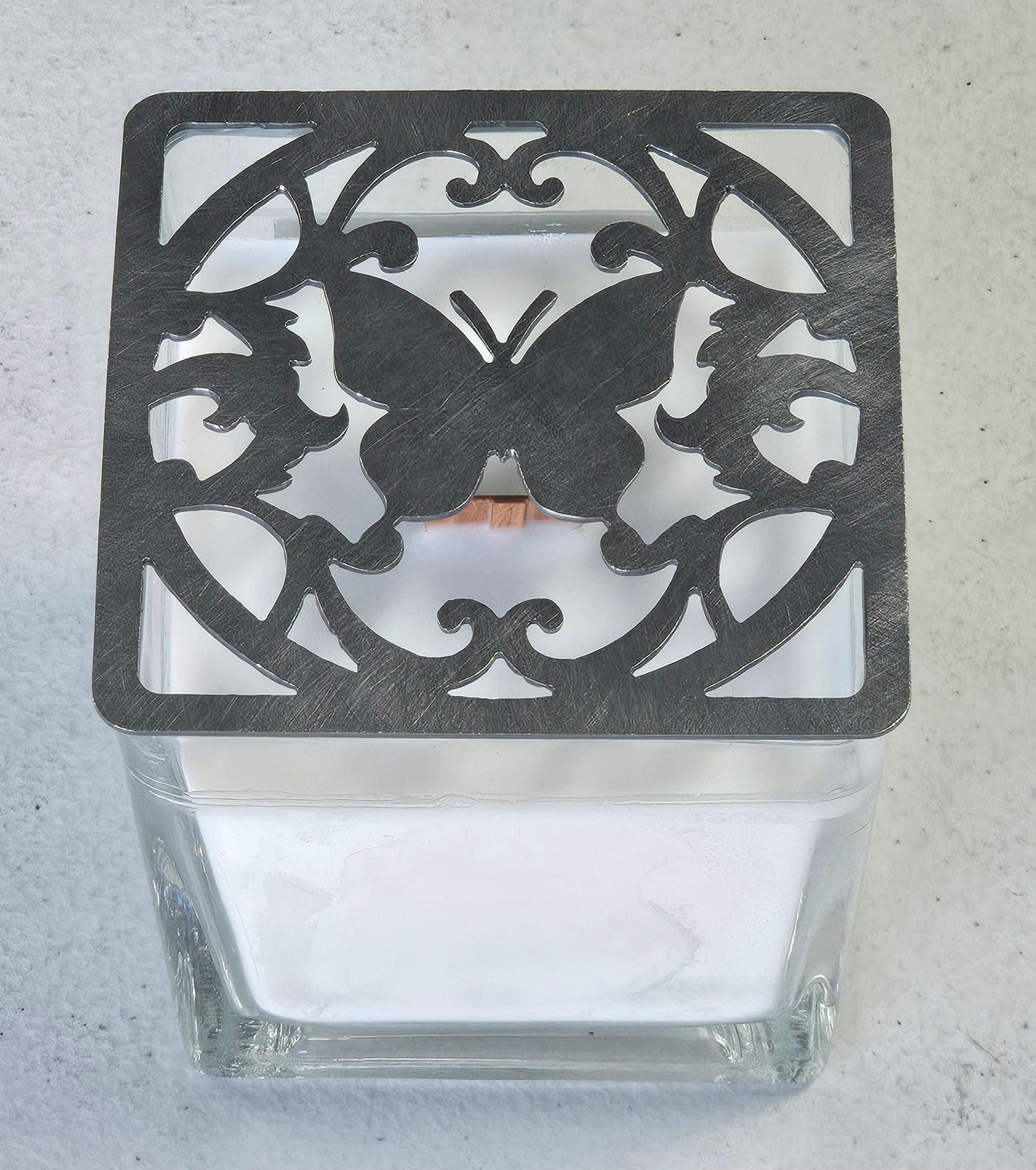 butterfly candle topper metal square lid decorative candle cover