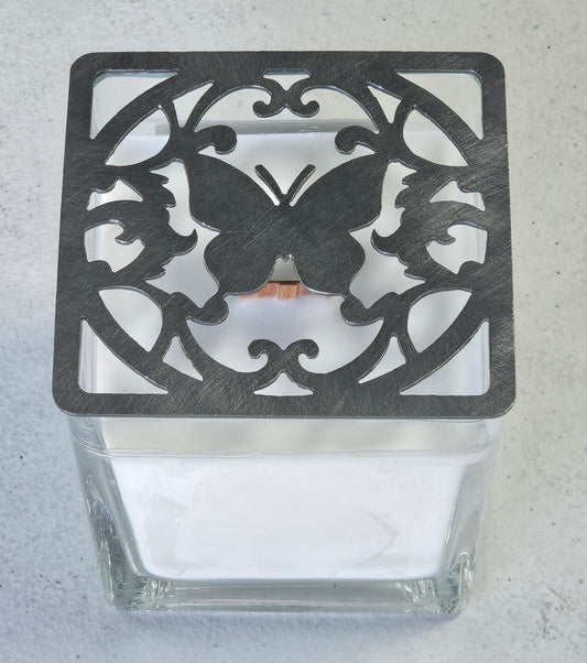 butterfly candle topper metal square lid decorative candle cover