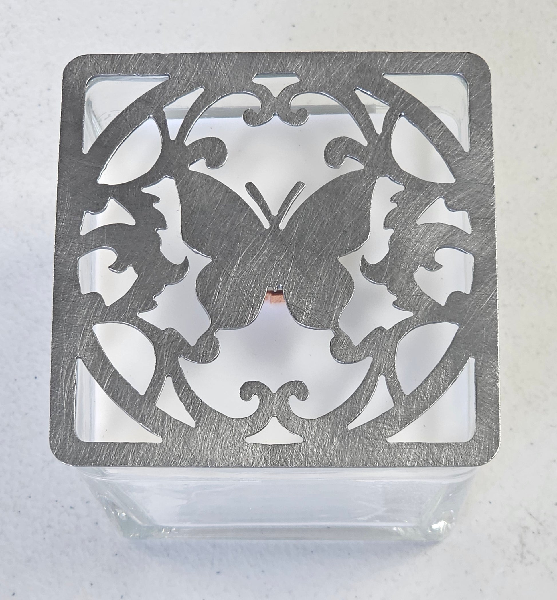butterfly candle topper metal square lid decorative candle cover
