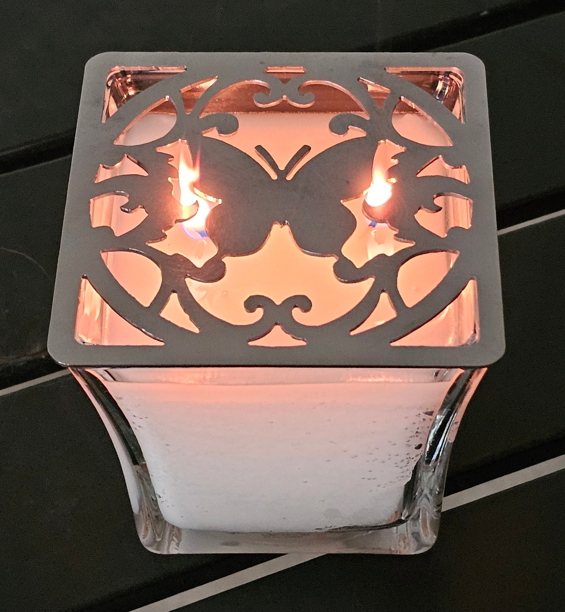 butterfly candle topper metal square lid decorative candle cover