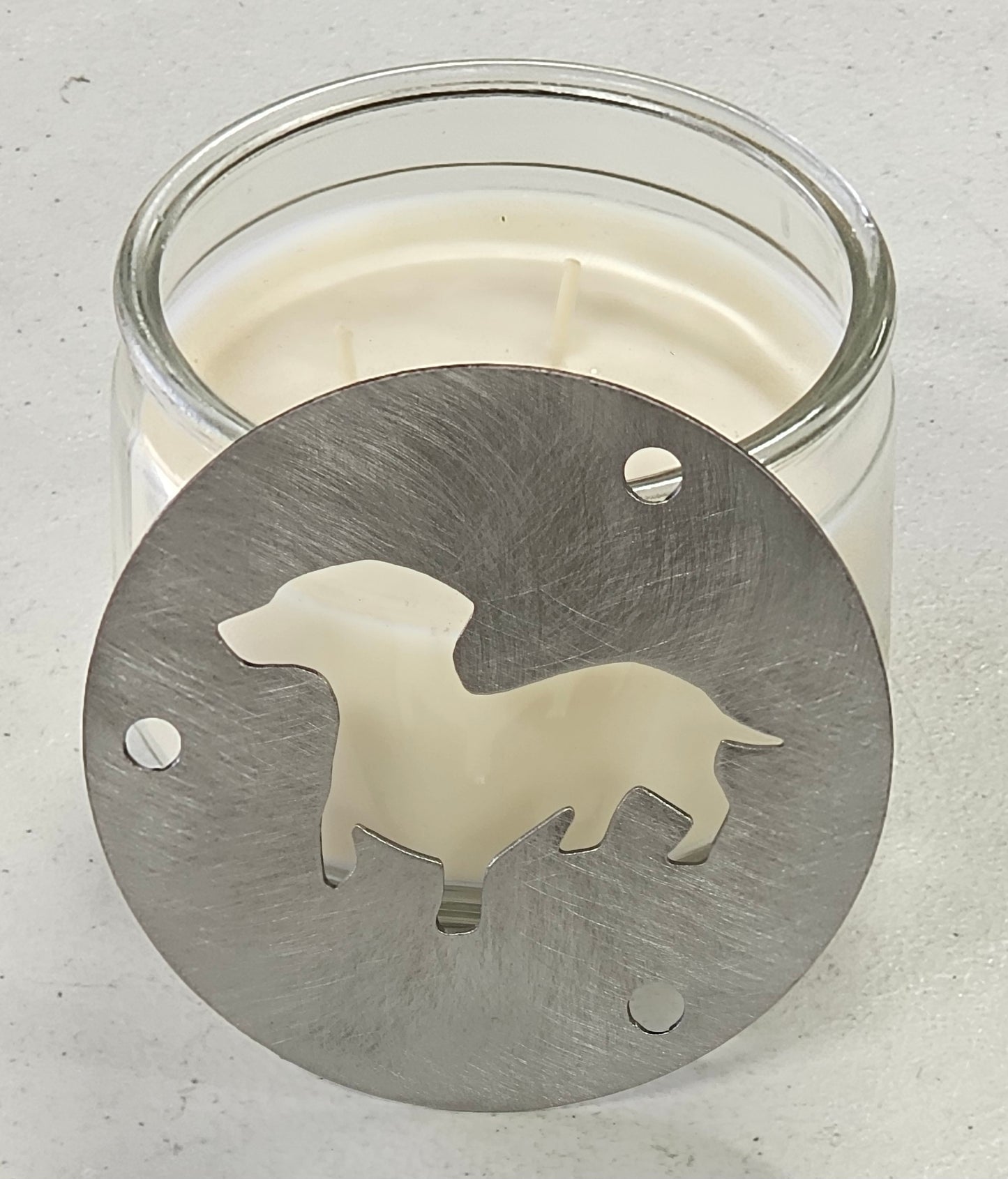 Weenie Dog Candle Topper – Dachshund Metal Candle Lid, Dog Lover Gift, Decorative Candle Accessory