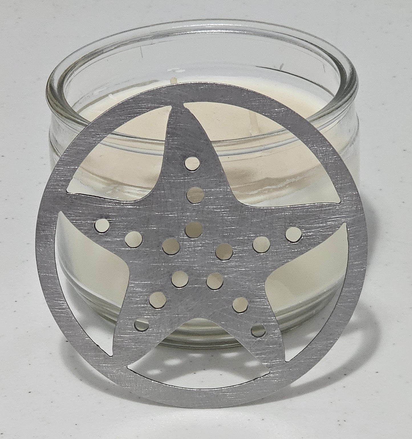 Starfish Candle Topper – Coastal Metal Candle Lid for Even Burn – Prevents Tunneling – Beach Jar Candle Cover