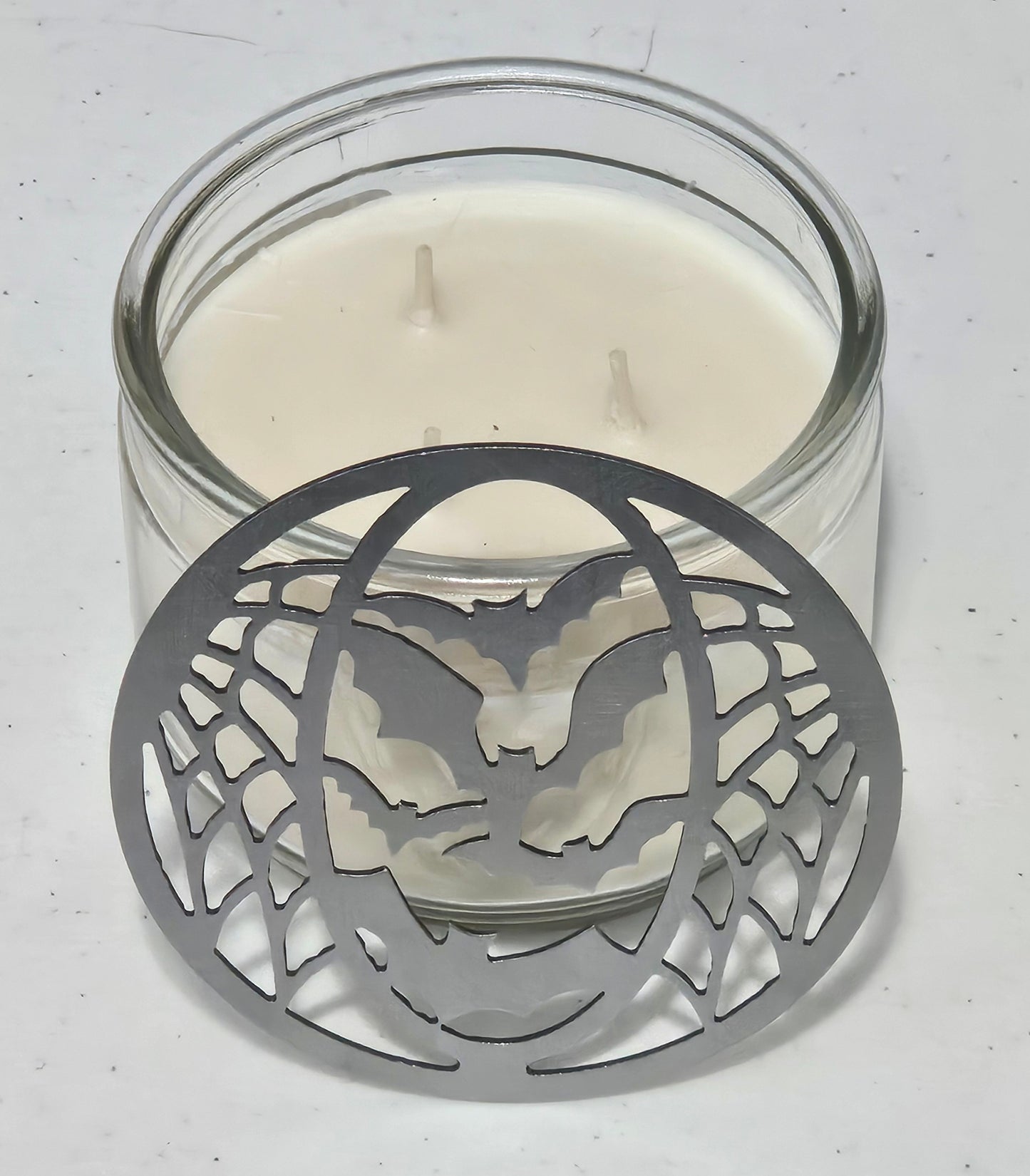 Twilight Bats Candle Topper – Bat Candle Lid for Even Burn – Prevents Tunneling – Gothic Halloween Candle Cover