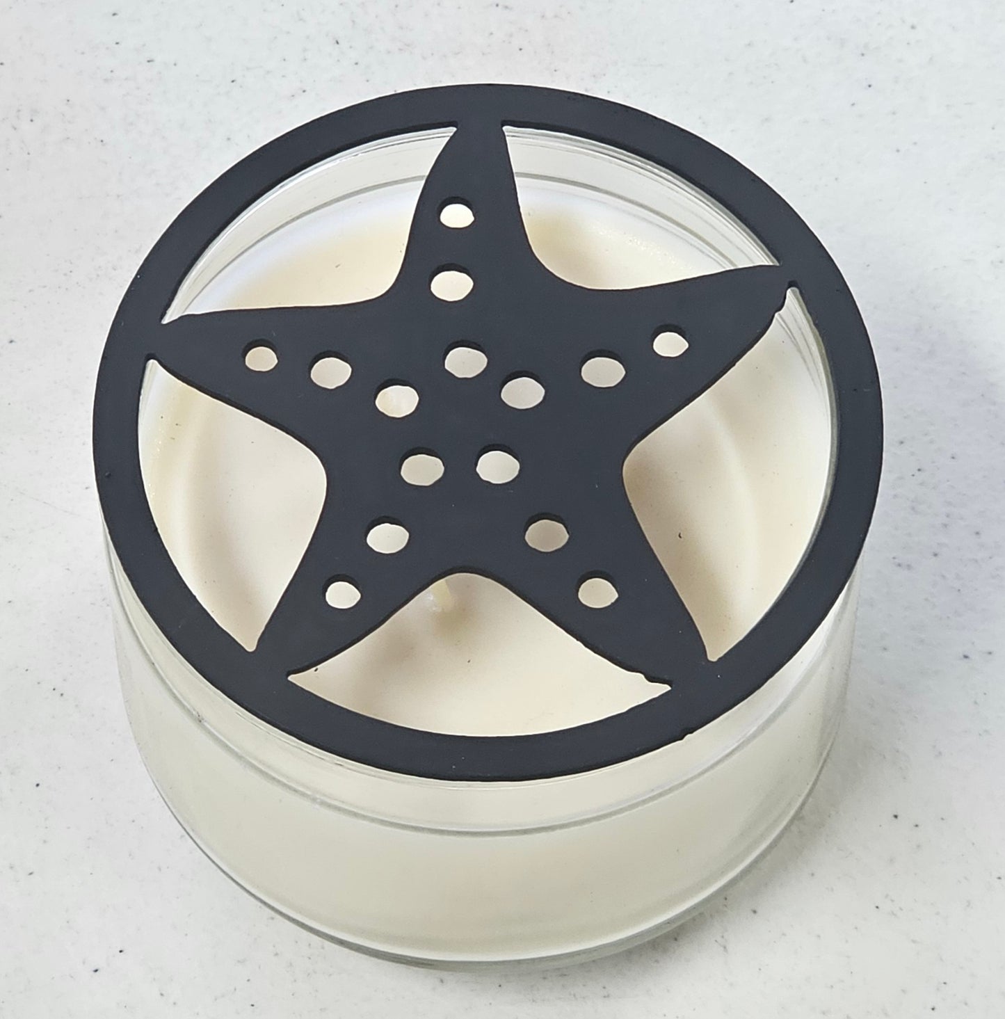 Starfish Candle Topper – Coastal Metal Candle Lid for Even Burn – Prevents Tunneling – Beach Jar Candle Cover