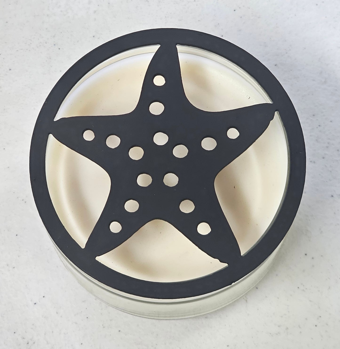 Starfish Candle Topper – Coastal Metal Candle Lid for Even Burn – Prevents Tunneling – Beach Jar Candle Cover