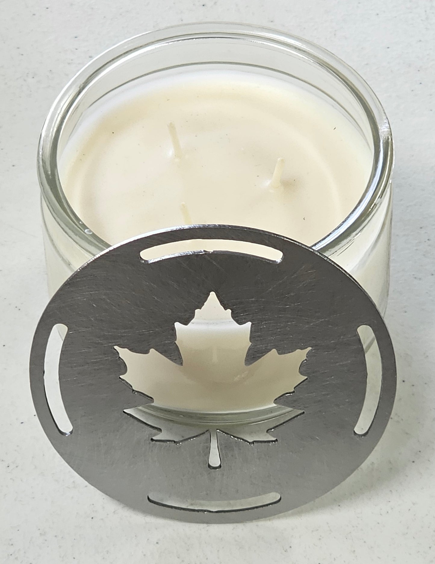 Maple Leaf Metal Candle Topper – Fall Candle Lid for Even Burn, Autumn Candle Accessory, Prevents Tunneling, Maple Leaf Jar Candle Cover