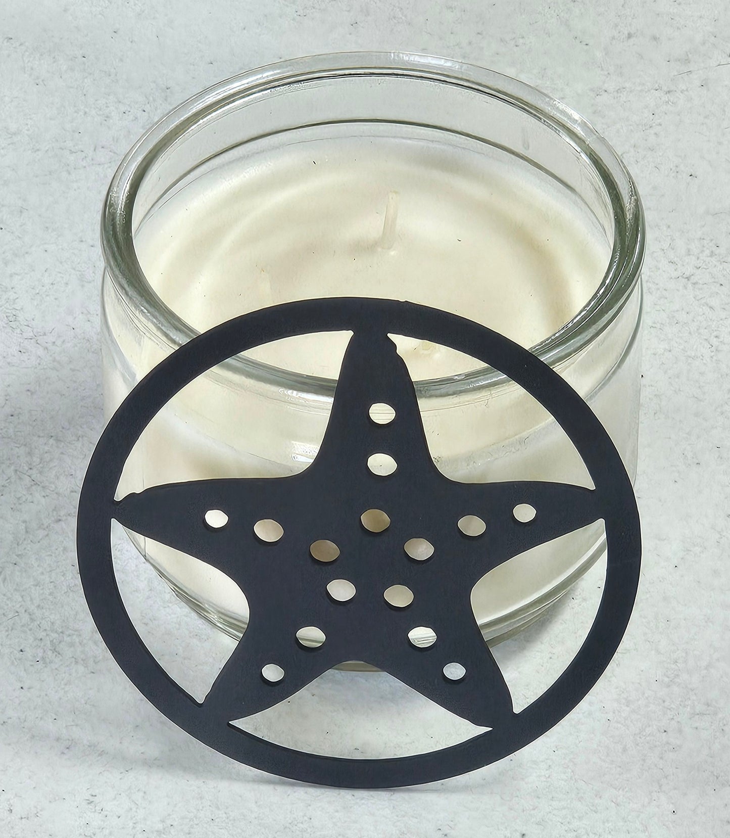 Starfish Candle Topper – Coastal Metal Candle Lid for Even Burn – Prevents Tunneling – Beach Jar Candle Cover