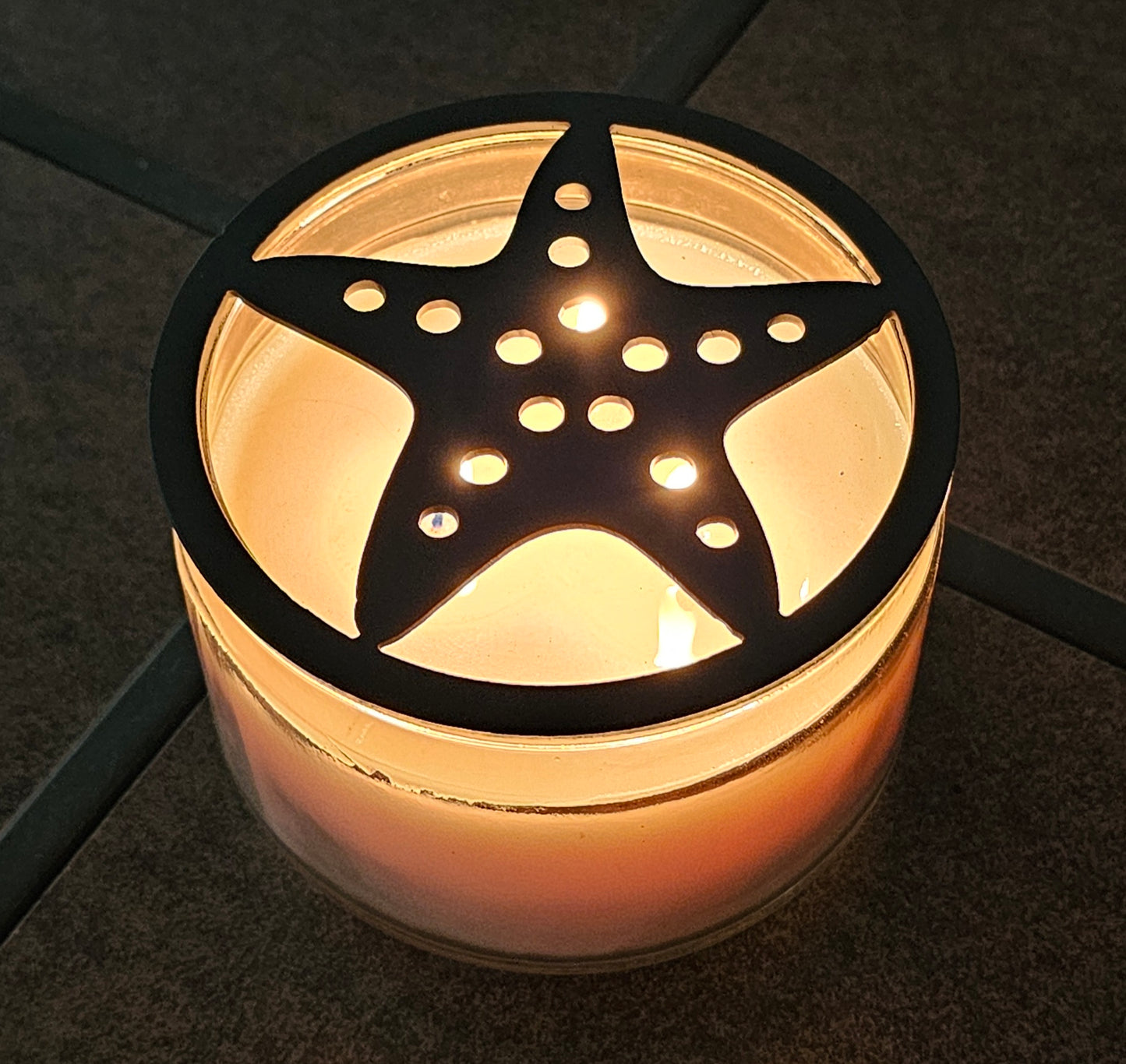 Starfish Candle Topper – Coastal Metal Candle Lid for Even Burn – Prevents Tunneling – Beach Jar Candle Cover