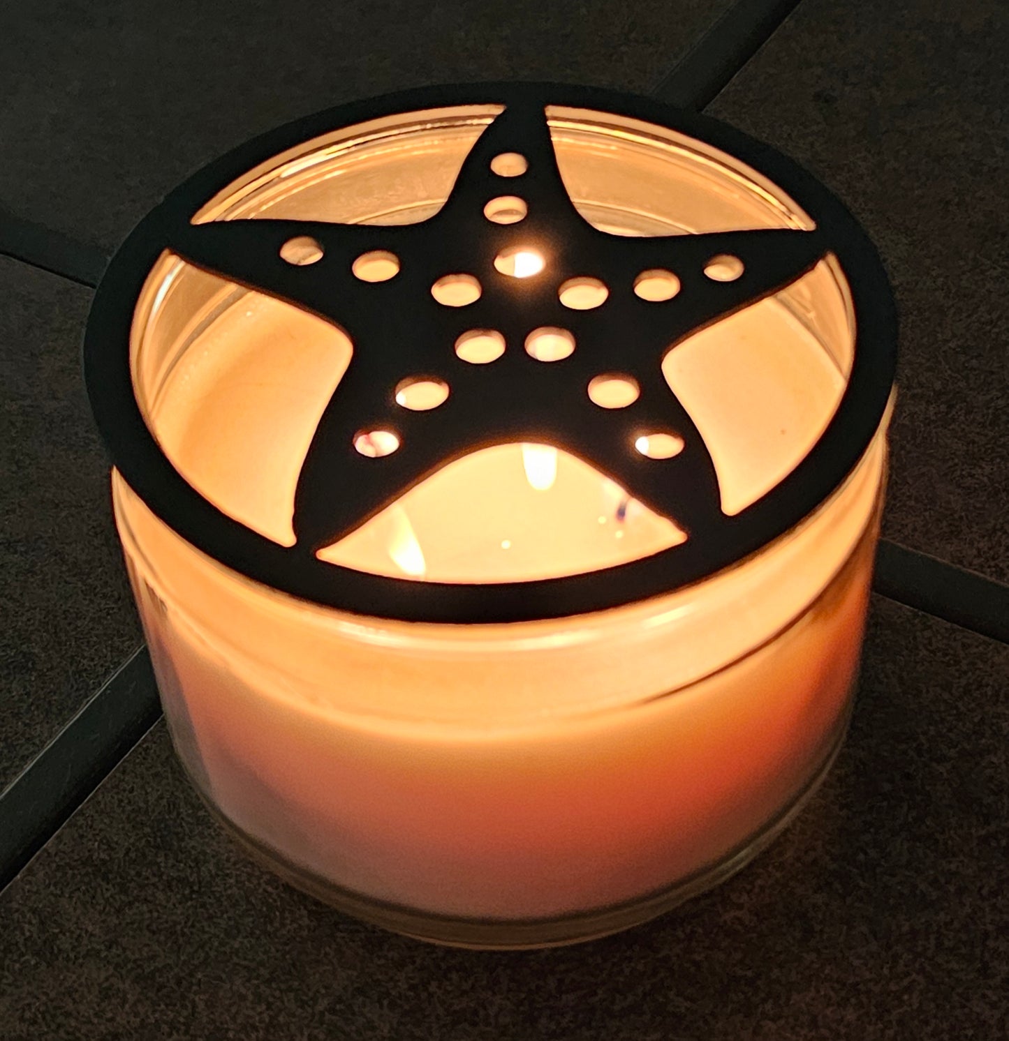 Starfish Candle Topper – Coastal Metal Candle Lid for Even Burn – Prevents Tunneling – Beach Jar Candle Cover