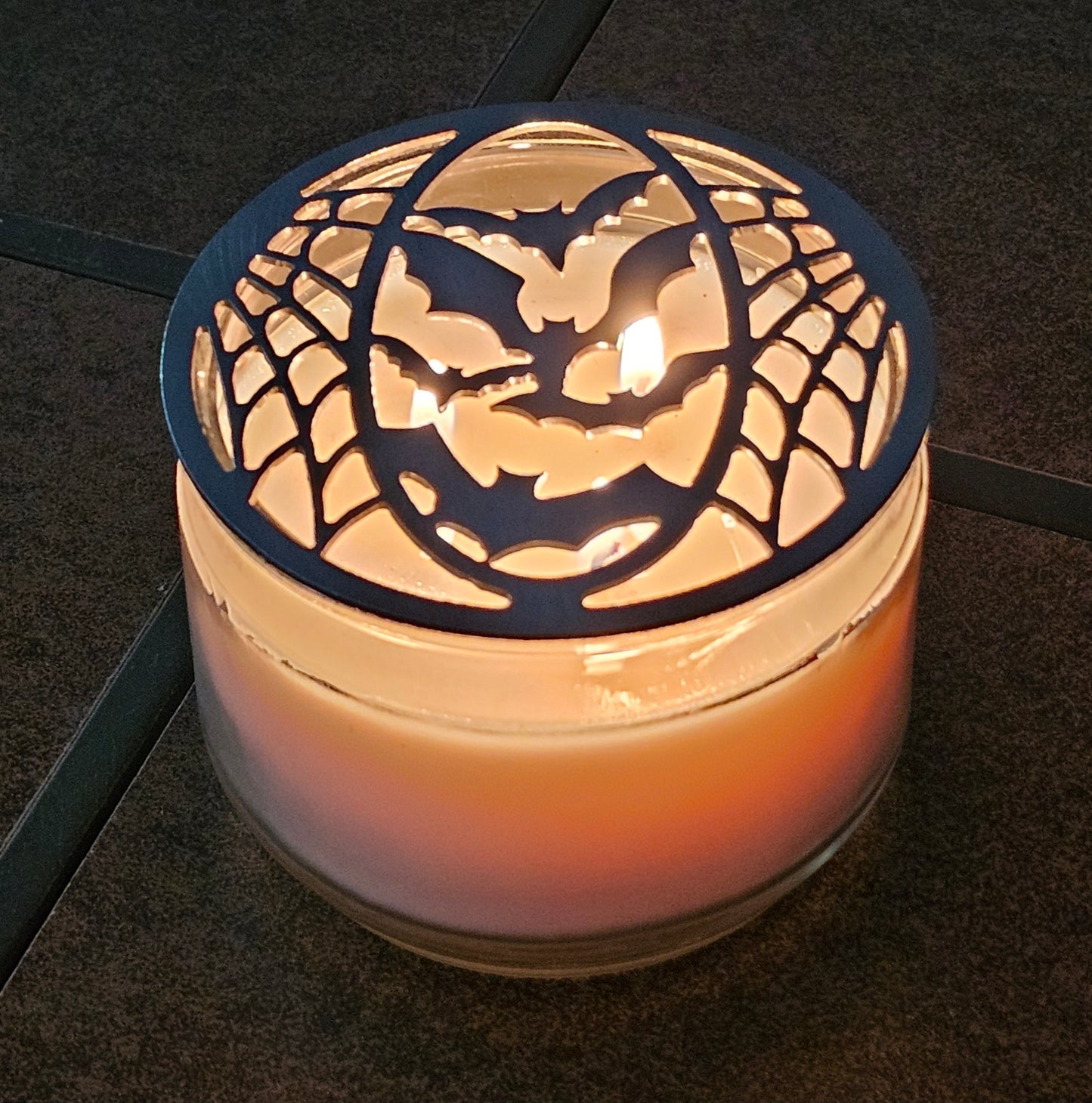 Twilight Bats Candle Topper – Bat Candle Lid for Even Burn – Prevents Tunneling – Gothic Halloween Candle Cover