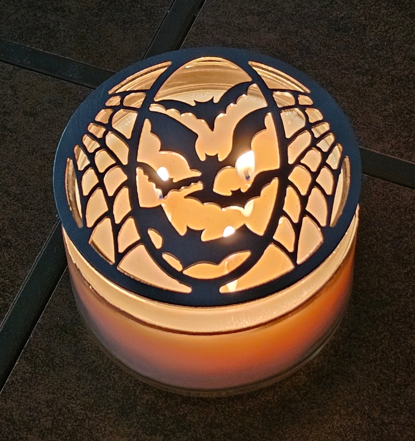 Twilight Bats Candle Topper – Bat Candle Lid for Even Burn – Prevents Tunneling – Gothic Halloween Candle Cover