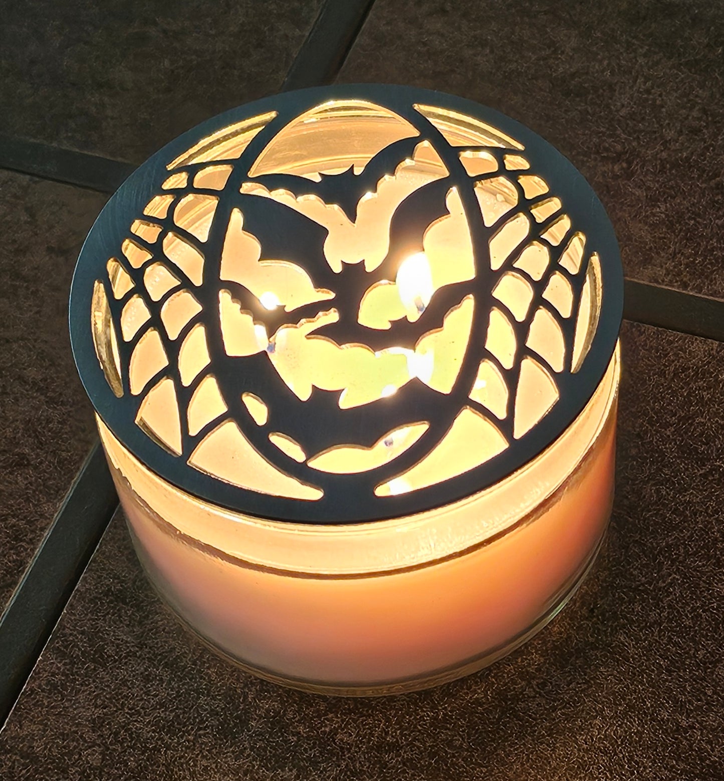 Twilight Bats Candle Topper – Bat Candle Lid for Even Burn – Prevents Tunneling – Gothic Halloween Candle Cover