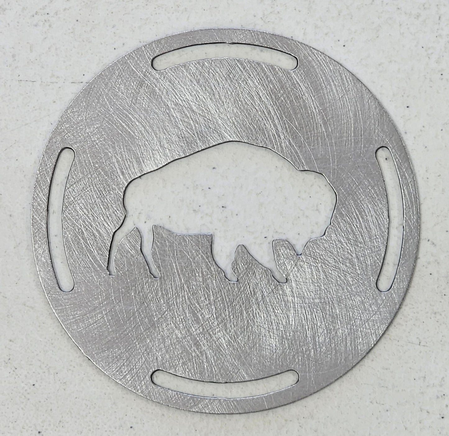  Steel bison candle topper raw finish top view