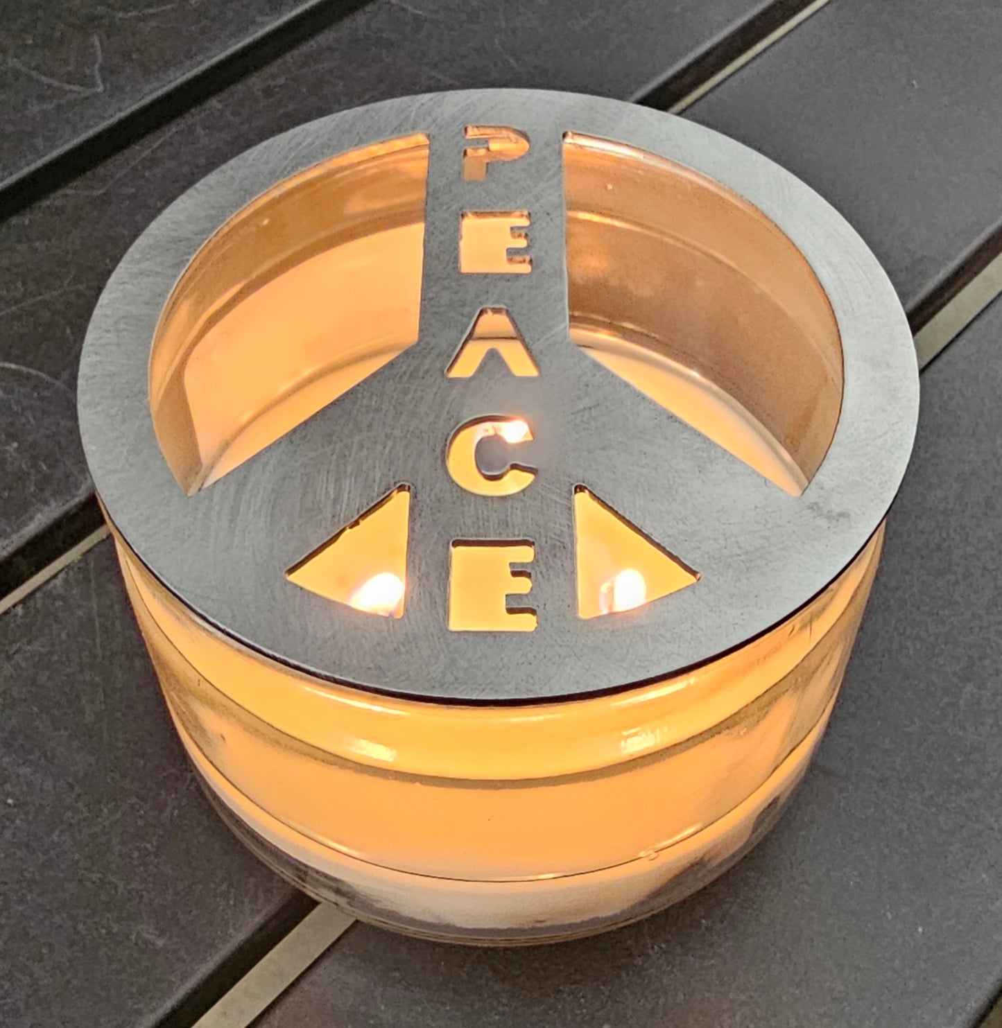 Peace Sign Candle Topper | Decorative Metal Candle Topper for Jar Candles