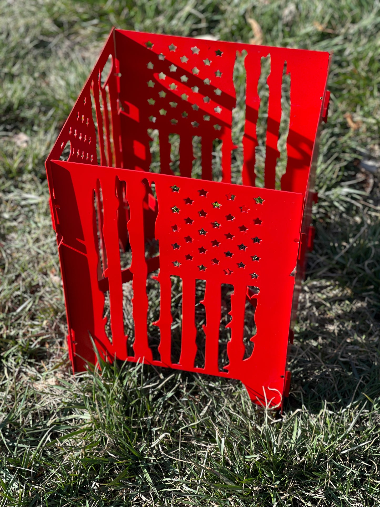 Red Flag Metal Plant Stand