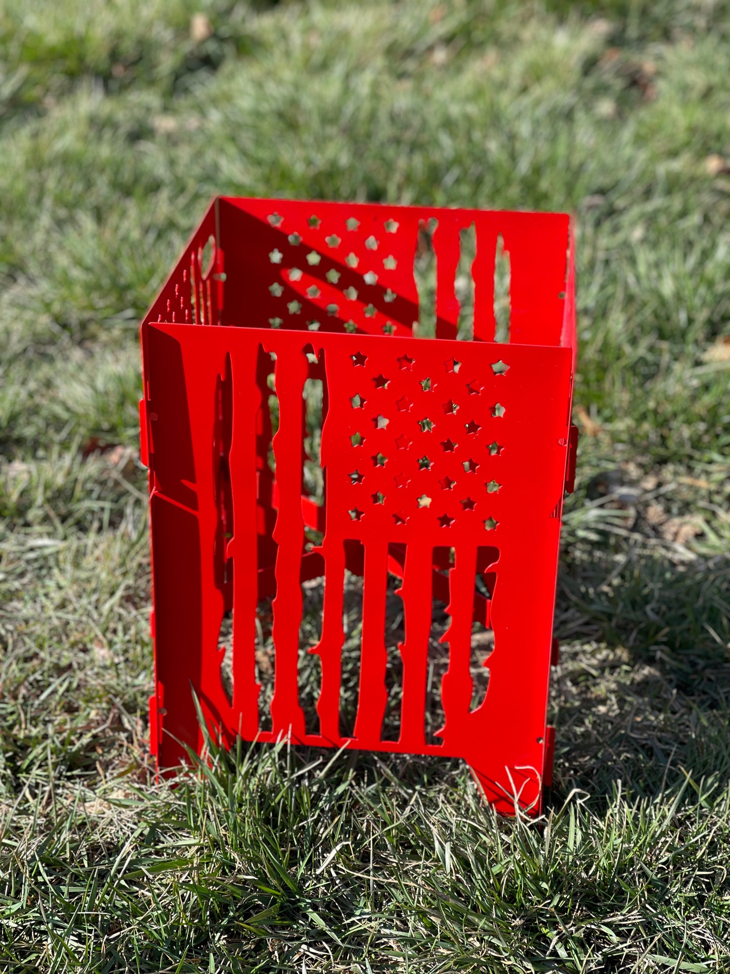 Red Flag Metal Plant Stand