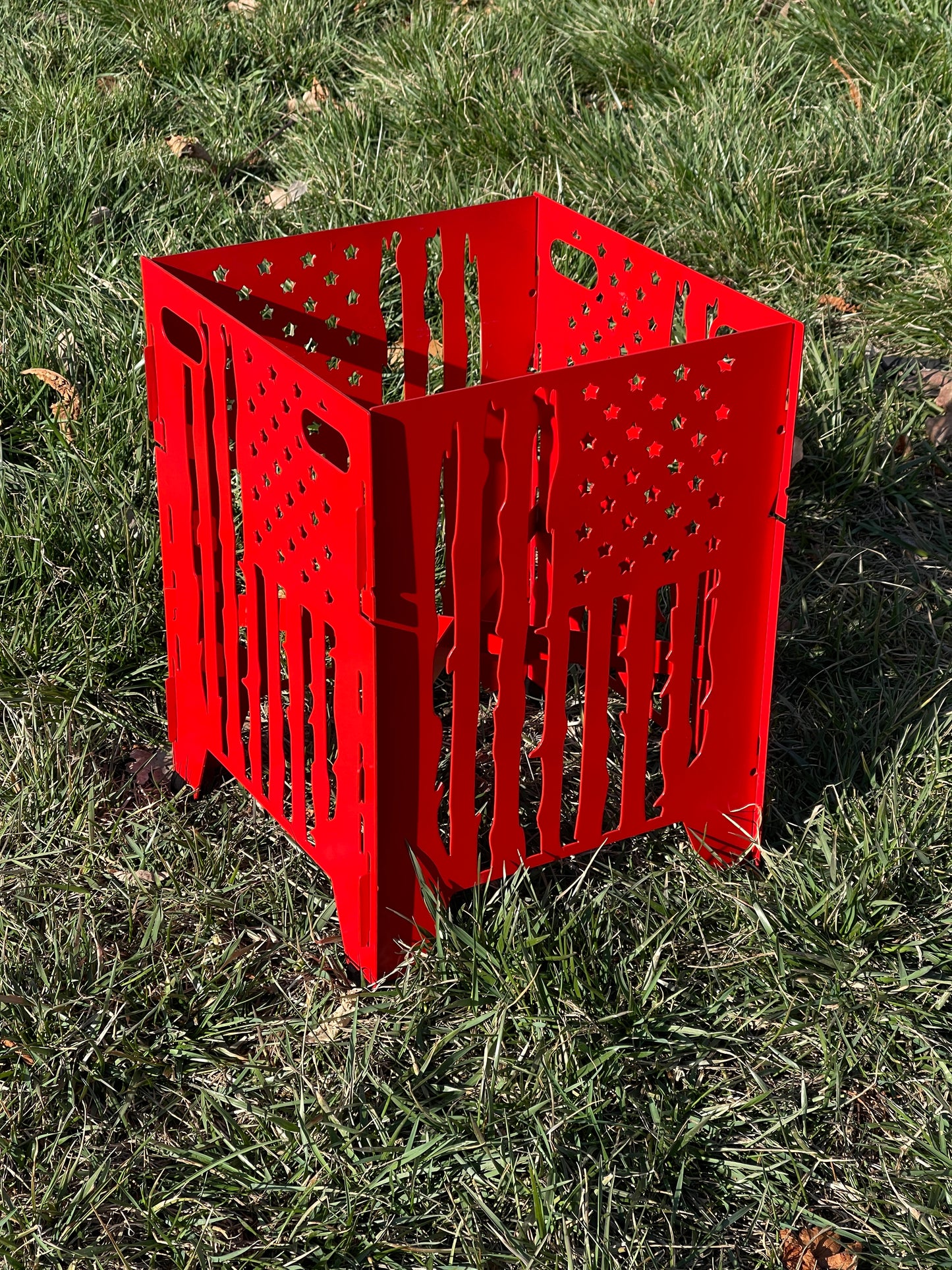 Red Flag Metal Plant Stand