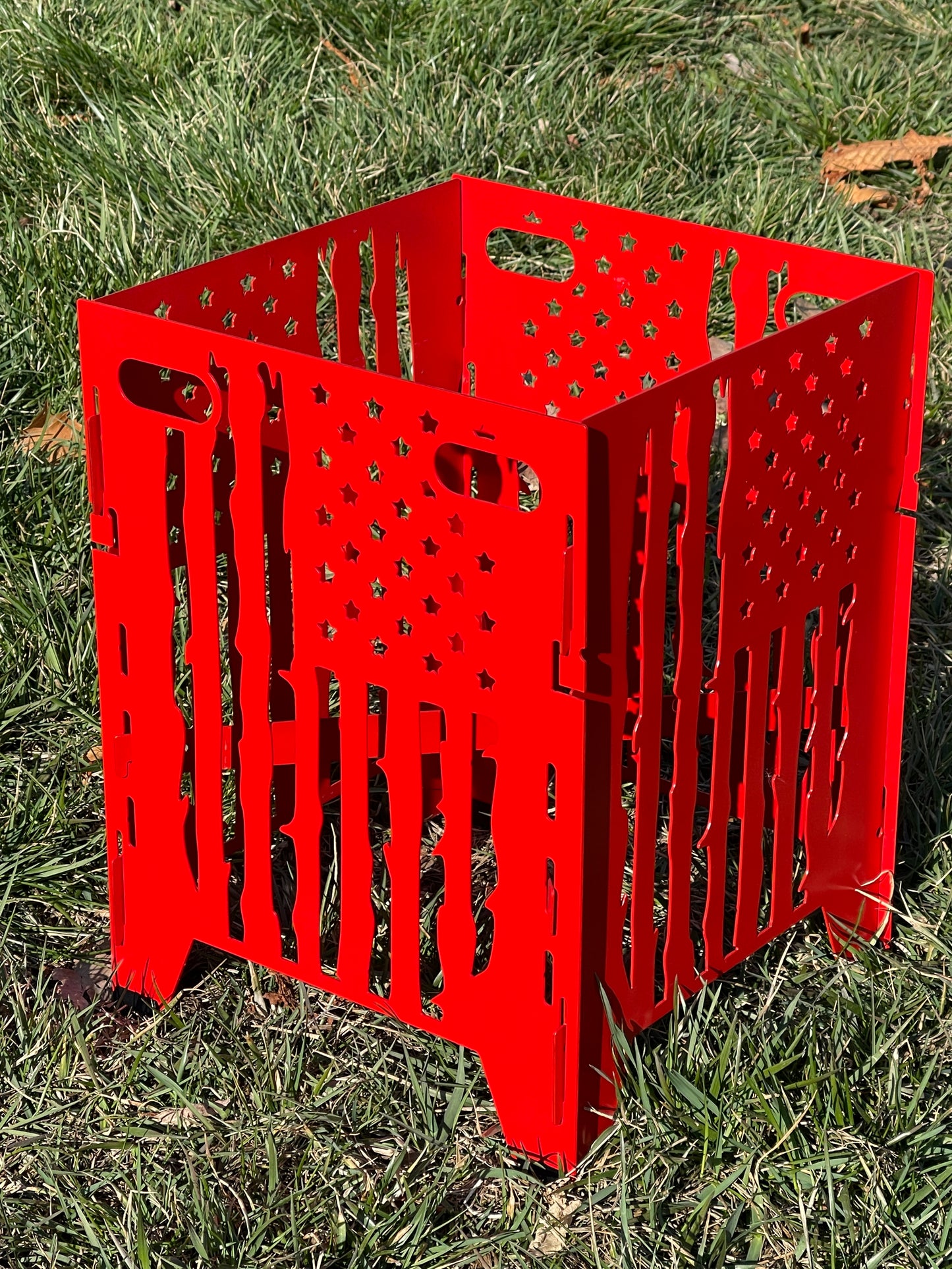 Red Flag Metal Plant Stand