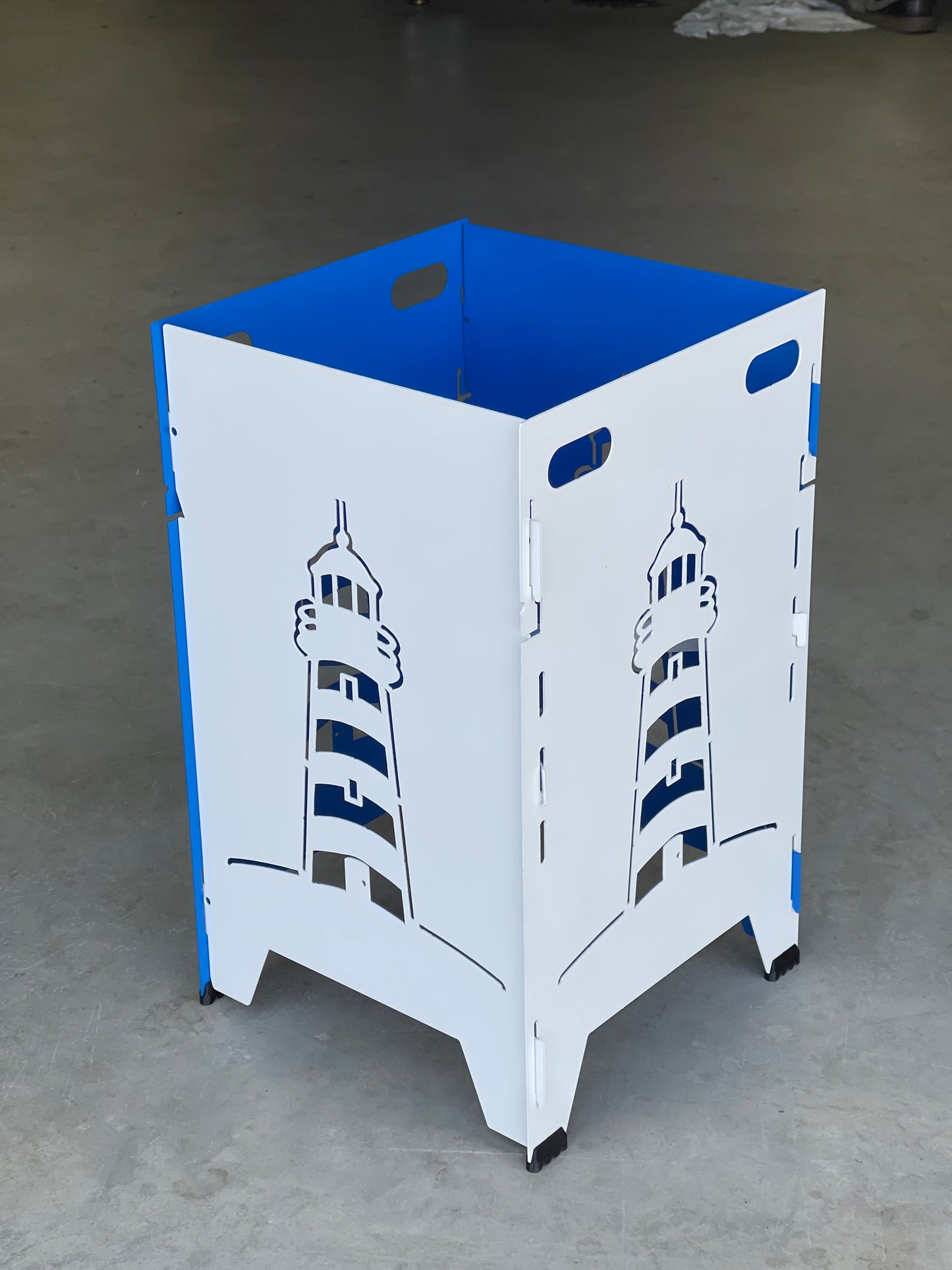 Blue and White Lighthouse Plant Stand | Collapsable