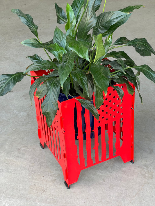 Red Flag Metal Plant Stand