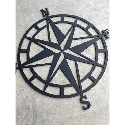 Nautical Compass Wall Art – Metal Decor in 3 Sizes – Coastal Rustic Wall Art for Home or Garden