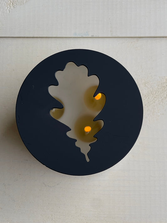 Oak Leaf Metal Candle Topper - black - 4"