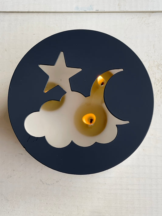 Celestial Metal Candle Topper - black - 4"