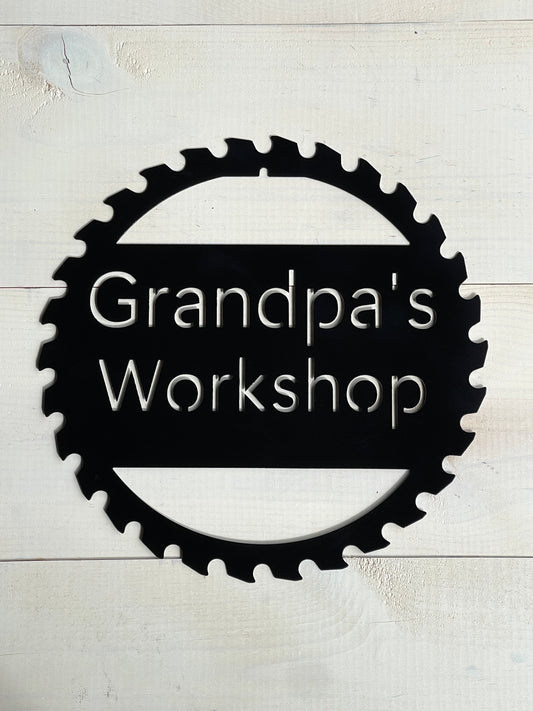 Grandpa's Workshop Metal Sign 12"