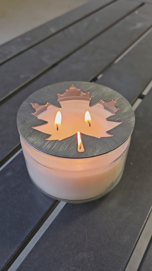 Maple Leaf Candle Topper – Metal Autumn Jar Candle Lid  | Fall Candle Accessory | Maple Leaf Decor