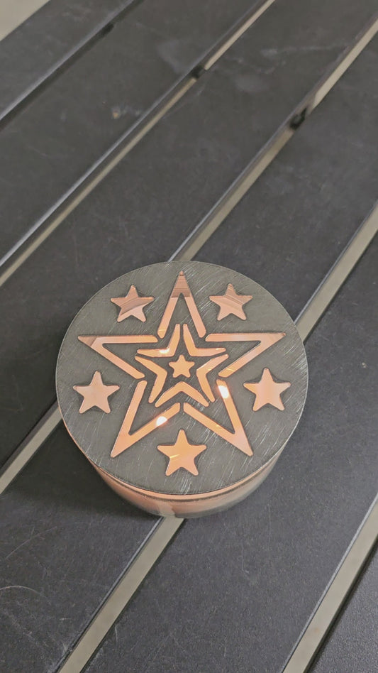 Rustic Star Candle Topper – Metal Jar Candle Lid with Layered Stars – Farmhouse, Country, and Western Candle Décor