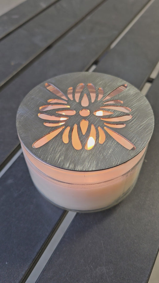 Radiant Petal Candle Topper – Floral Metal Candle Lid for Jar Candles | Decorative Candle Accessory for Even Burn & Home Décor
