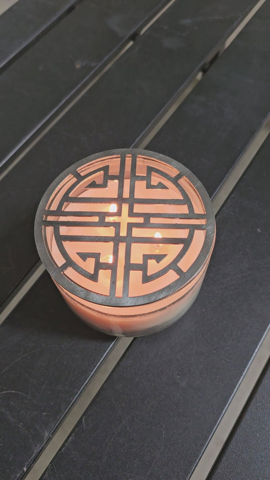 Midnight Lotus Candle Topper – Geometric Metal Jar Candle Lid