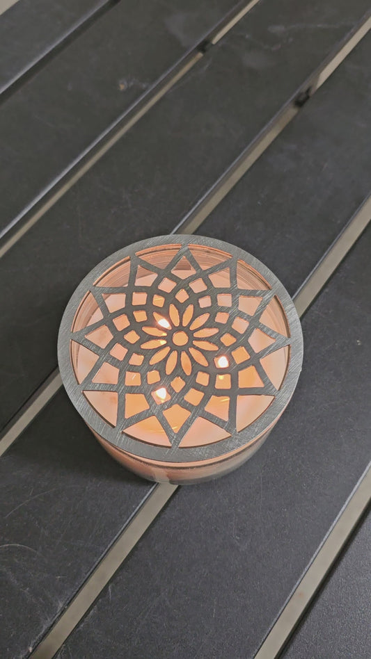Sunburst Candle Topper | Geometric Jar Candle Lid | Reduce Tunneling