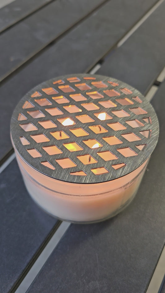 Diamond Lattice Metal Candle Topper – Geometric Jar Candle Accessory