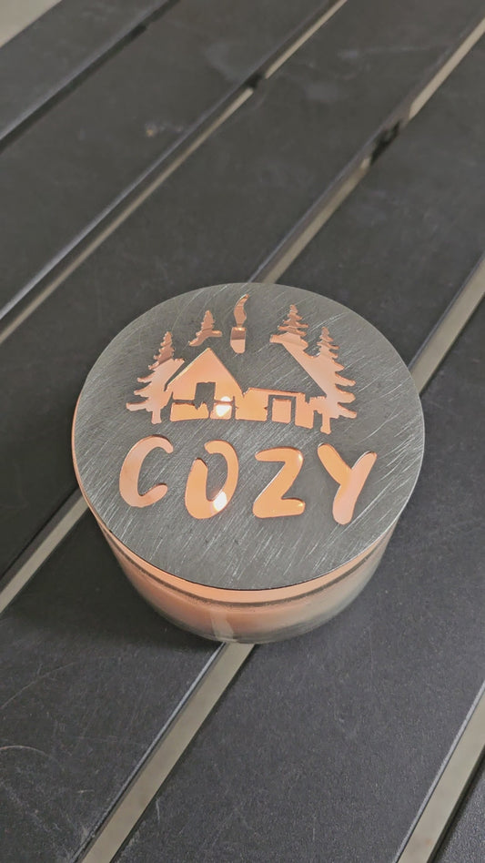 Cozy Candle Topper – Metal Jar Candle Lid for Even Burn & Rustic Home Decor