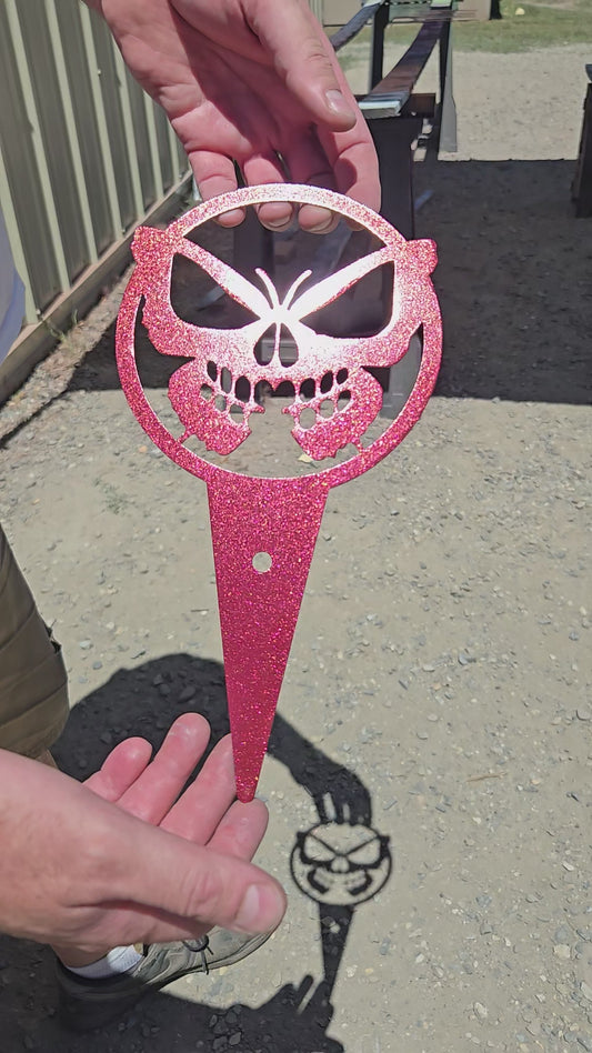 Skull Butterfly Metal Garden Stake – Gothic Decor for Wall, Garden, or Patio