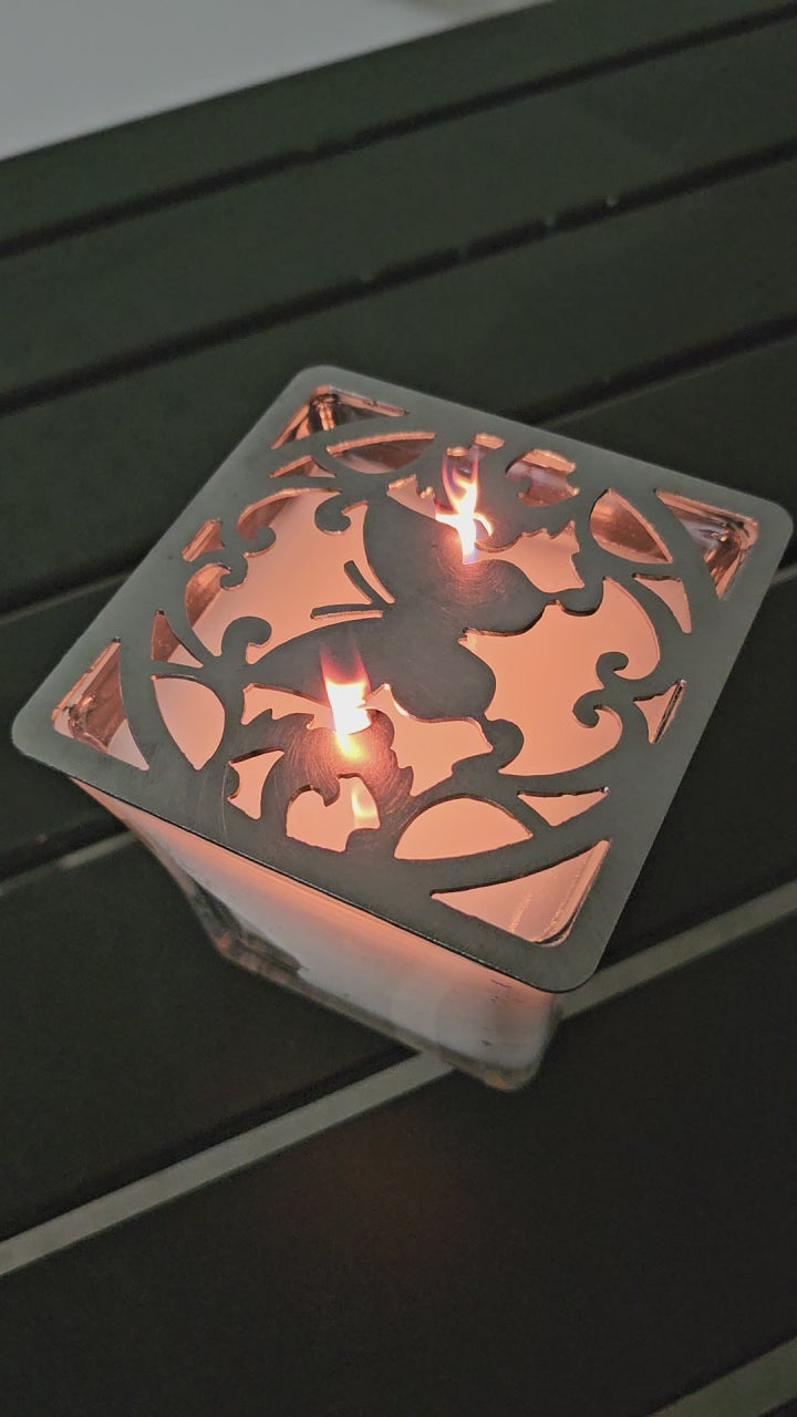 butterfly candle topper metal square lid decorative candle cover