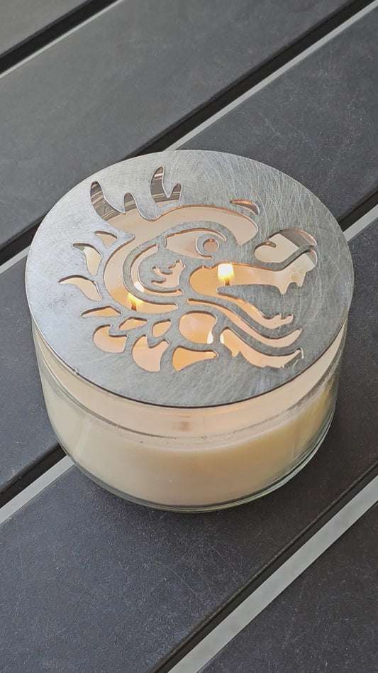 Dragon Candle Topper Lid – Metal Candle Lid Cover for Jar Candles | Unique Dragon Design | Home Décor & Gift for Candle Lovers