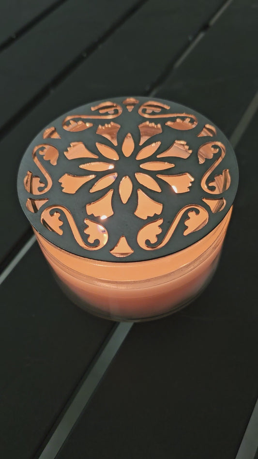 Floral Filigree Candle Topper, Metal Candle Lid, Elegant Flower Design Candle Accessory