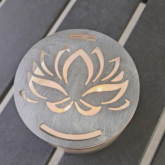 Metal candle topper for jar candles lotus flower