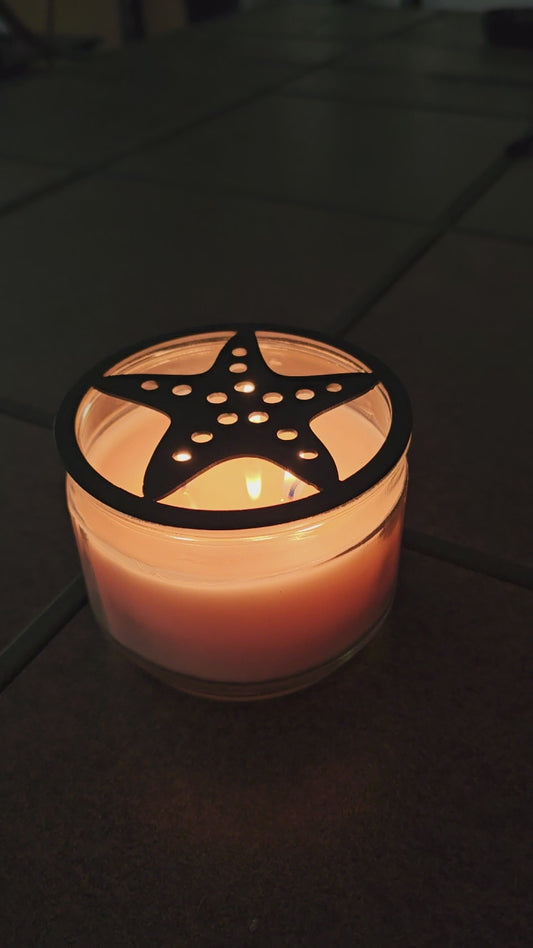 Starfish Candle Topper – Coastal Metal Candle Lid for Even Burn – Prevents Tunneling – Beach Jar Candle Cover