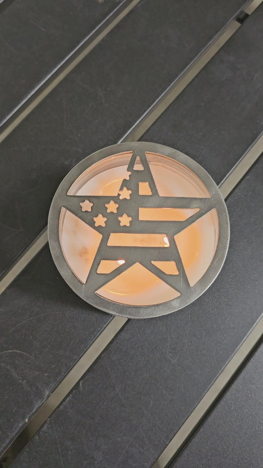Liberty Star Patriotic Candle Topper | American Flag Jar Candle Lid