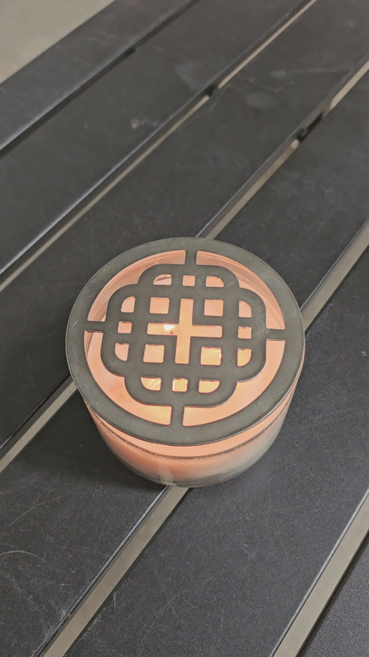 Celtic Knot Candle Topper – Metal Candle Lid for Even Burn – Prevents Tunneling – Irish Knot Jar Candle Cover