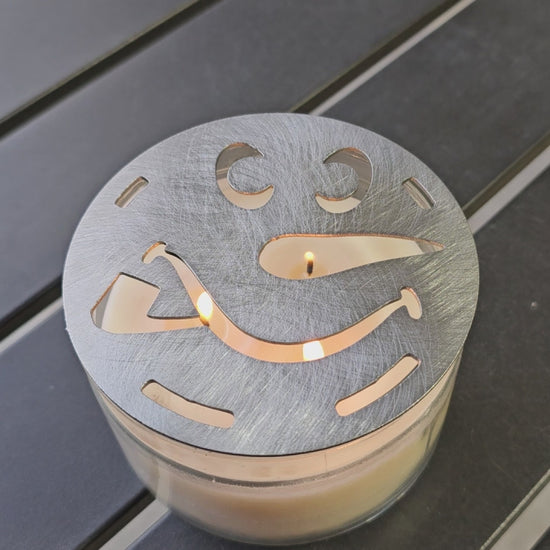 metal snowman candle lid accessory