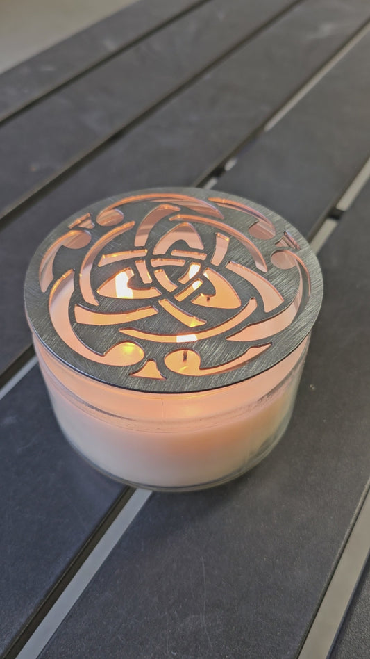 Celtic Candle Topper Lid – Decorative Metal or Black Ceramic Candle Cover, Multiple Sizes, Gift for Candle Lovers