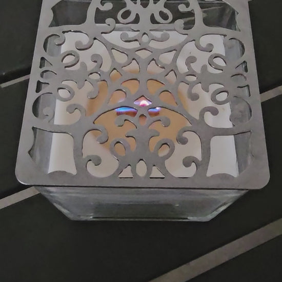 vintage inspired square candle lid gothic floral scrollwork
