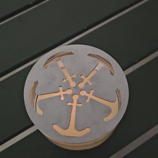 Nautical anchor candle topper on jar candle coastal beach decor